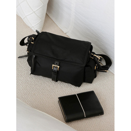 黑色真皮尼龍大容量托特包包女2026新款輕奢小衆高級感單肩斜後後背包