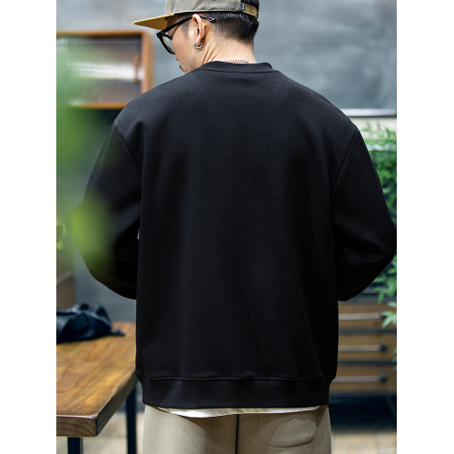 美式紅色衛衣男春秋潮流鋼母寬鬆落肩上衣圓領內搭長袖套頭衫