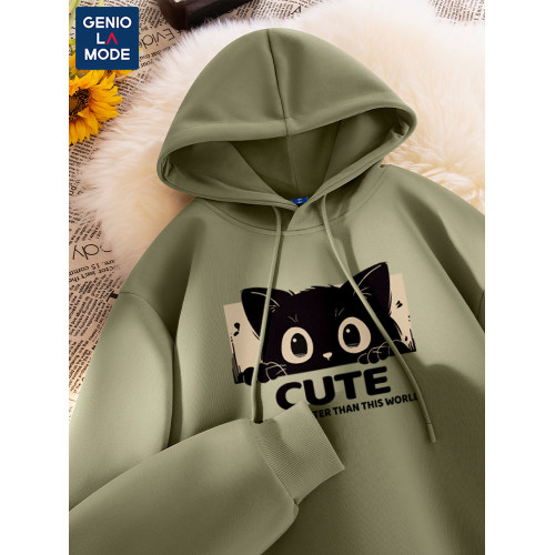 GenioLamde卡通貓連帽衛衣男女2025秋季潮牌情侶套頭上衣外套