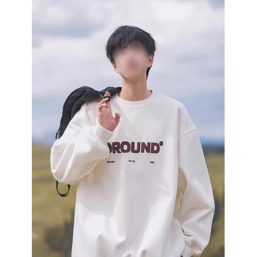 重磅日系cityboy藏青色無帽圓領衛衣男秋冬寬鬆oversize潮流上衣