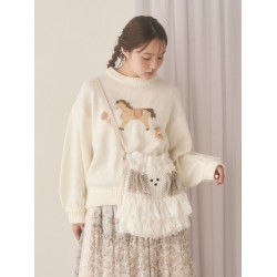 獨元merry 25年新款甜美可愛毛絨狗狗流蘇斜後後背包女針織包包單肩包