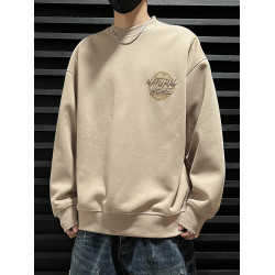 美式高街潮牌衛衣男大碼加肥加大胖子寬鬆青少年圓領套頭長袖上衣