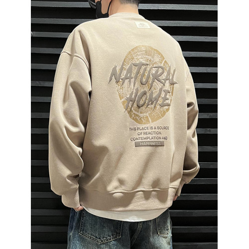 美式高街潮牌衛衣男大碼加肥加大胖子寬鬆青少年圓領套頭長袖上衣