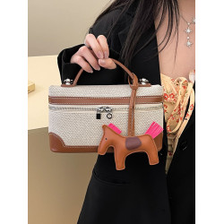 帆布小包包女2025超火新款韓版時尚單肩斜後後背包休閒百搭方形水桶包