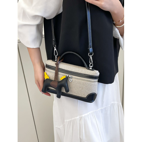 帆布小包包女2025超火新款韓版時尚單肩斜後後背包休閒百搭方形水桶包