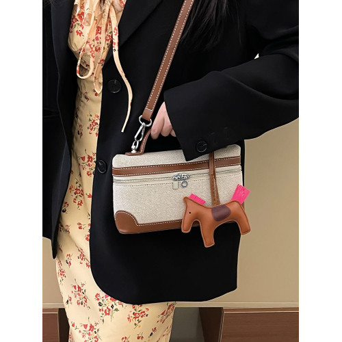 帆布小包包女2025超火新款韓版時尚單肩斜後後背包休閒百搭方形水桶包