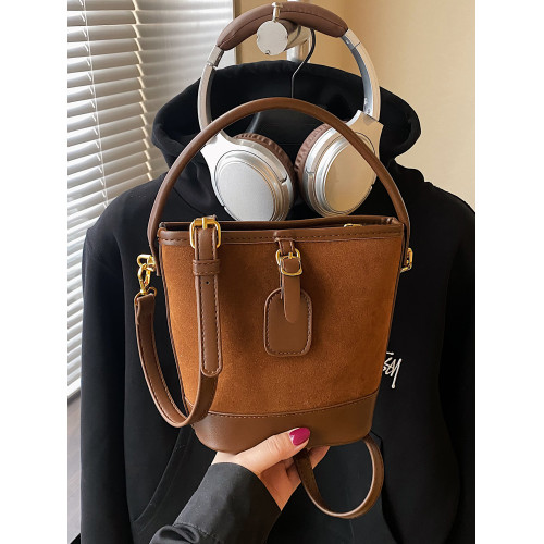 美拉德復古麂皮絨磨砂皮包包女小衆時尚潮流手提單肩包簡約斜後後背包