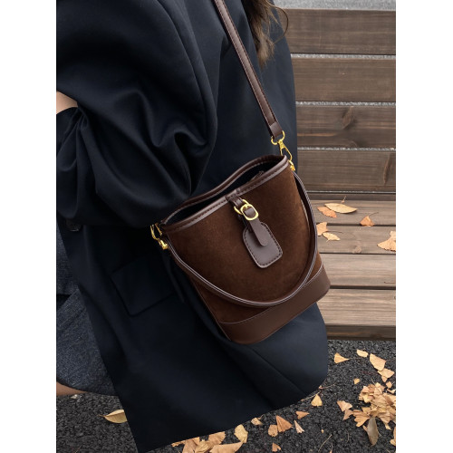 美拉德復古麂皮絨磨砂皮包包女小衆時尚潮流手提單肩包簡約斜後後背包