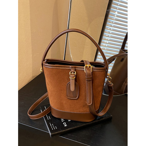 美拉德復古麂皮絨磨砂皮包包女小衆時尚潮流手提單肩包簡約斜後後背包