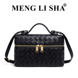 時尚手工編織手提飯盒包女潮流百搭單肩斜背盒子包通用款女包