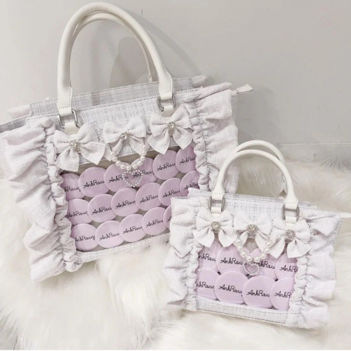 新品日版AnjRouge蕾系痛包小衆荷葉邊小香風手提斜背女徽章吧唧