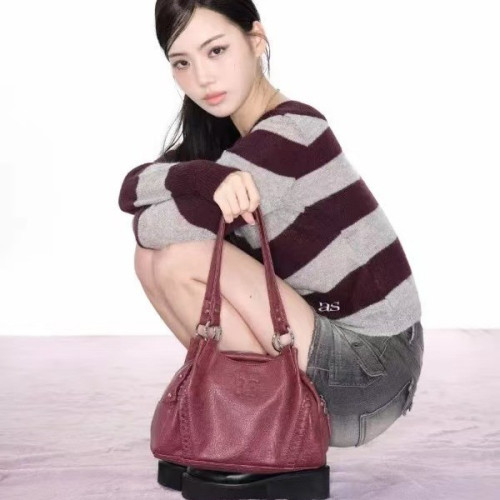 as*n流浪包博主同款韓國24FW皮面mini機車單肩腋下包大容量