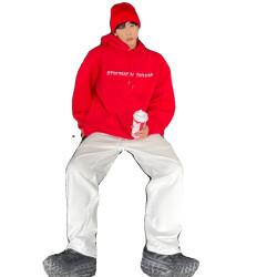 本命年紅色美式衛衣男連帽加絨加厚冬季寬鬆套頭上衣外套百搭潮流