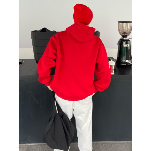 本命年紅色美式衛衣男連帽加絨加厚冬季寬鬆套頭上衣外套百搭潮流