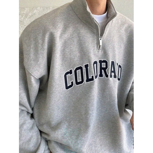 春季半拉鍊衛衣男士春秋衣服男裝美式復古半高領上衣潮牌情侶外套