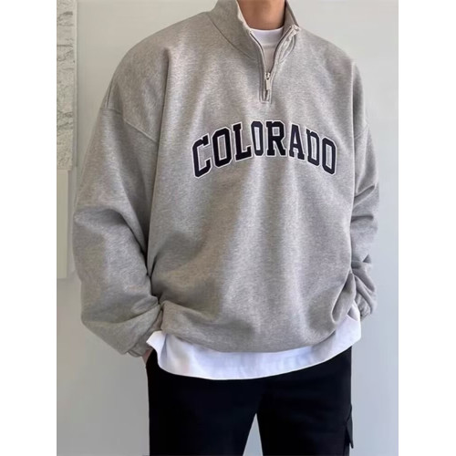 春季半拉鍊衛衣男士春秋衣服男裝美式復古半高領上衣潮牌情侶外套