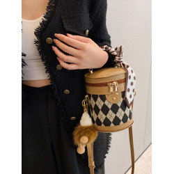 手工包diy材料自製禮物送女友時尚百搭菱格單肩斜背水桶包手縫包