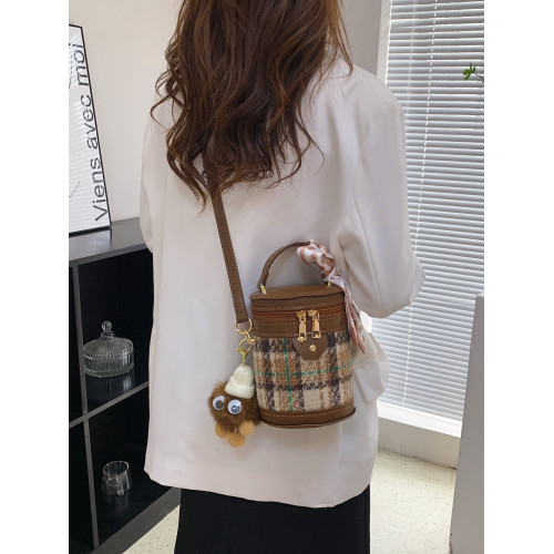 手工包diy材料自製禮物送女友時尚百搭菱格單肩斜背水桶包手縫包