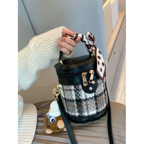 手工包diy材料自製禮物送女友時尚百搭菱格單肩斜背水桶包手縫包