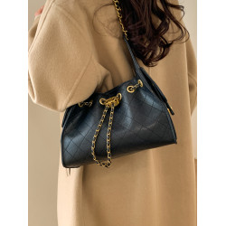 高級感小衆包包女2025新款秋冬百搭休閒單肩腋下包菱格鏈條水桶包