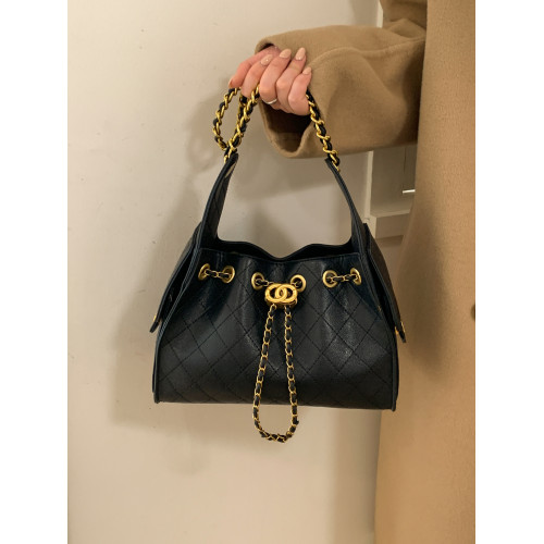 高級感小衆包包女2025新款秋冬百搭休閒單肩腋下包菱格鏈條水桶包