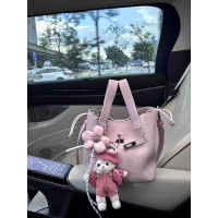 2025新款高級感手提菜藍子水桶包小衆設計百搭荔枝紋單肩斜後後背包潮