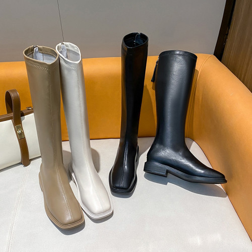 不過膝長靴女2025秋冬粗腿彈力靴小個子騎士靴高筒厚底顯瘦長筒靴 不過膝長靴女2025秋冬粗腿彈力靴小個子騎士靴高筒厚底顯瘦長筒靴