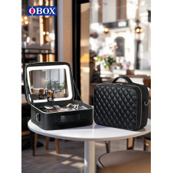 「OBOX」2026新款化妝包女帶鏡子帶燈護膚品美妝通勤收納掛行李箱
