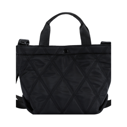 時尚簡約黑色包包女新款潮百搭菱格手提水桶包休閒單肩斜後後背包