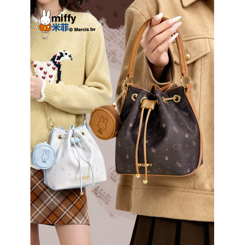 米菲印花水桶包女2026年新款高級感日常通勤鏈條單肩斜後後背包手提包