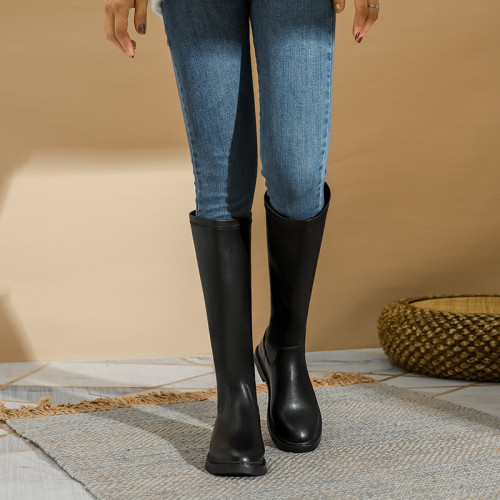 大碼41 42 43碼不過膝長靴女秋冬新款百搭顯瘦平底長筒高筒騎士靴