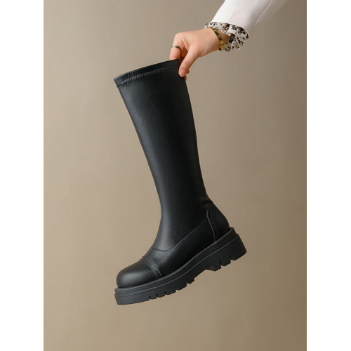 143-155cm小個子不過膝女靴小碼323334碼粗腿加寬加肥粗跟騎士靴