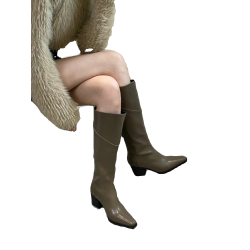 CHIc 2023Autumm ：）秋冬韓國新款超好穿洋氣高級感瘦腿長筒靴