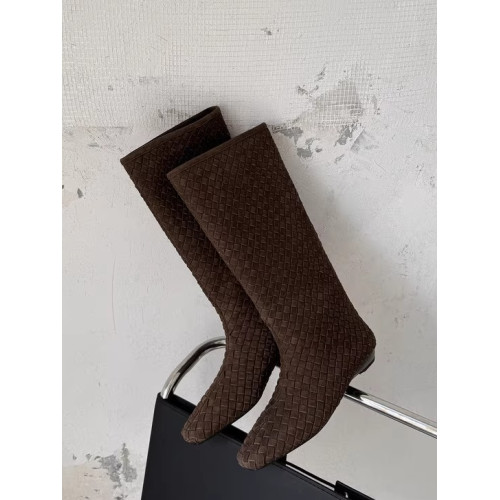 羊皮版~秋冬新款復古編織方頭坡跟高筒騎士靴時尚氣質套筒長靴女 羊皮版~秋冬新款復古編織方頭坡跟高筒騎士靴時尚氣質套筒長靴女