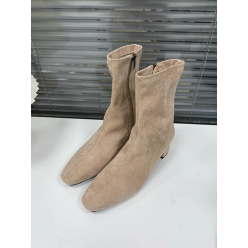 小池在首爾2025年秋冬季新款小方頭粗中跟側拉鍊瘦瘦靴女靴短靴子