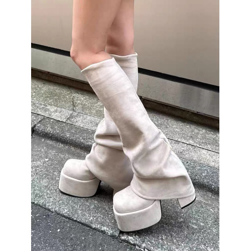 日系厚底高跟辣妹褲琯靴2026春季新款方頭高筒靴顯瘦彈力瘦瘦靴女 日系厚底高跟辣妹褲琯靴2026春季新款方頭高筒靴顯瘦彈力瘦瘦靴女