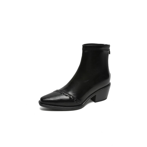 小個子洋氣小短靴女2026新款內增高尖頭馬丁靴內增高粗跟瘦瘦靴子