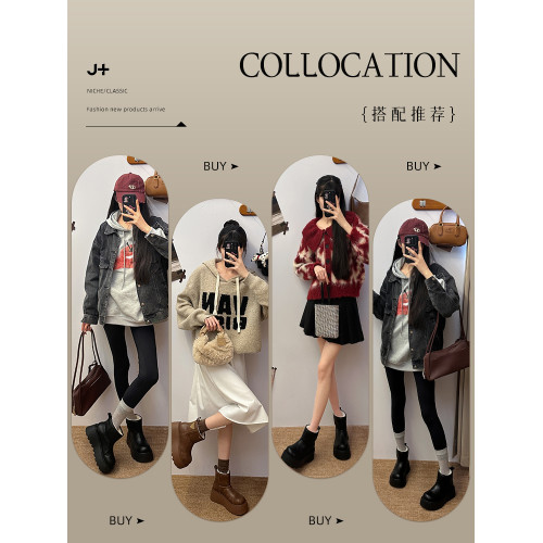 賈不假雪地靴女2026春季新款小個子皮毛一體厚底短靴增高保暖棉靴