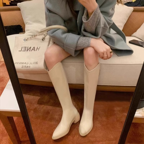 品牌撤櫃真皮時裝靴女2025年秋冬新款中跟粗跟長靴不過膝長靴子 品牌撤櫃真皮時裝靴女2025年秋冬新款中跟粗跟長靴不過膝長靴子