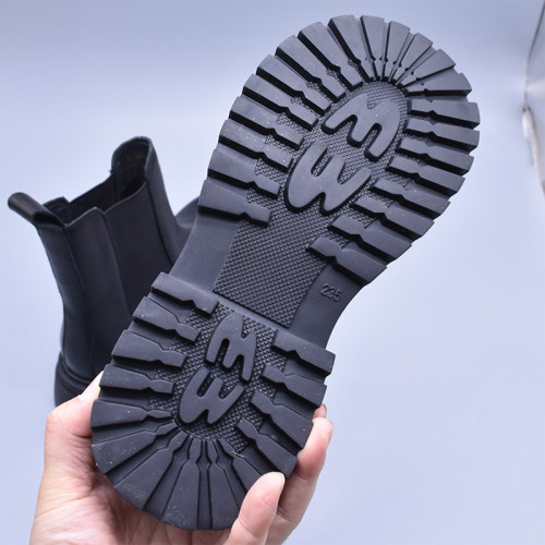 清~輕便百搭顯瘦真皮厚底切爾西靴女英倫氣質水洗頭層牛皮菸筒靴