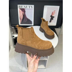 小個子增高厚底勃肯靴女2025新款秋冬網紅爆款英倫大頭短靴菸筒靴