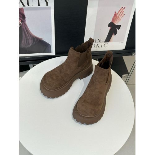 小個子增高厚底勃肯靴女2025新款秋冬網紅爆款英倫大頭短靴菸筒靴