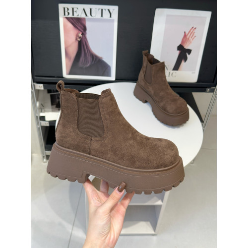 小個子增高厚底勃肯靴女2025新款秋冬網紅爆款英倫大頭短靴菸筒靴