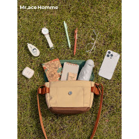 Mrace戶外出遊斜後後背包女輕便休閒單肩包包高級感通勤帆布馬鞍包男