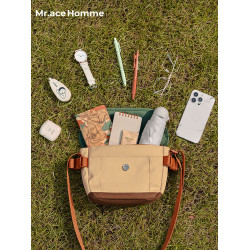 Mrace戶外出遊斜後後背包女輕便休閒單肩包包高級感通勤帆布馬鞍包男