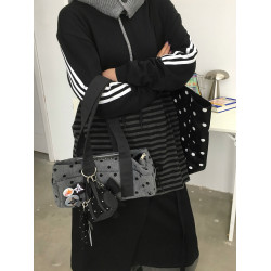 Mirenbu波點衛衣挎包 腋下包 手提包 黑灰