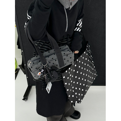 Mirenbu波點衛衣挎包 腋下包 手提包 黑灰 Mirenbu波點衛衣挎包 腋下包 手提包 黑灰