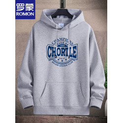 羅矇棉衛衣男加絨厚款寬鬆國潮百搭休閒抗皺學生印花青少年連帽衫