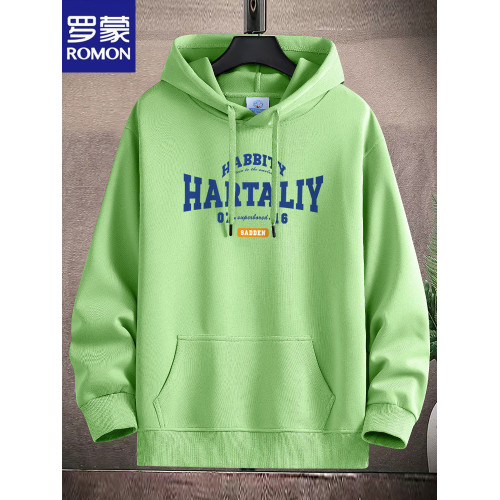 羅矇棉衛衣男加絨厚款寬鬆國潮百搭休閒抗皺學生印花青少年連帽衫