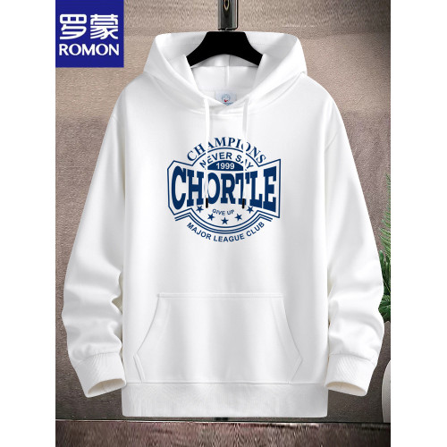 羅矇棉衛衣男加絨厚款寬鬆國潮百搭休閒抗皺學生印花青少年連帽衫